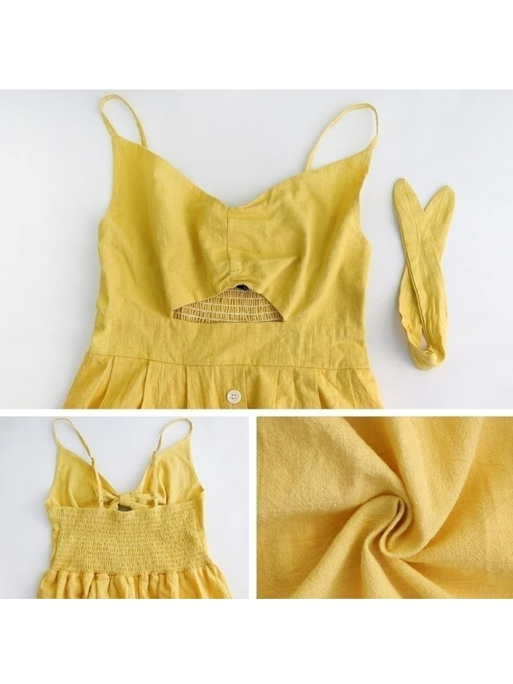FANCYINN Womens Tie Front Button Down Spaghetti Strap Dress NWT Size XL - Picture 5 of 10